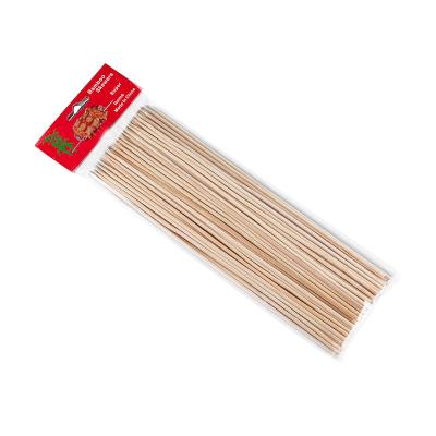 China Easily Cleaned 3X250Mm Natural Round Bamboo Skewer Sticks For Barbecue 100 Pcs In Polybag for sale