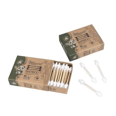 China Bamboo Stick Baby Safty Care Cotton Buds 56Pcs Soft/Soft/Safe Biodegradable Kraft Box for sale