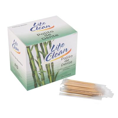 China 500pcs Disposable Individual Cello Wrap Bamboo Toothpicks in Paper Box for sale