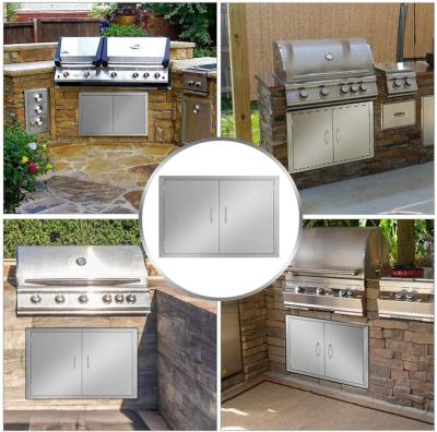 China Dustproof Exterior Kitchen Double Doors BBQ Access Door Stainless Steel Wall Building Vertical Door for Grilling Station for sale