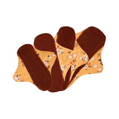 China Breathable Coffee Fleece Pads Reusable Washable Mum Menstrual Pads Sanitary Pads Panity Liner Maternity Menstrual Pads for sale