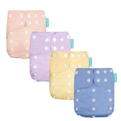 China New single color printed reusable baby cloth diaper pocket size reusable cloth diaper wholesaler 4 packs one for sale