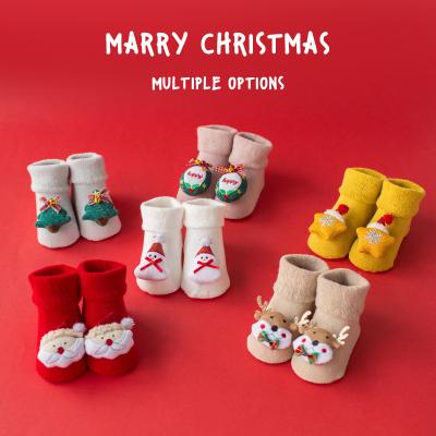 China Antibacterial Newborn Anti-slip Baby Socks Christmas Warm Infant Sock Cute Knitted Hot Sale for sale