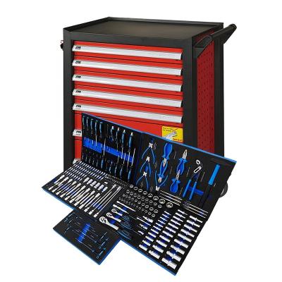 China Durable and Movable 675mm 7 Drawer Tool Box Multifunctional 225pcs Metal Tool Kit Socket Wrench Set for sale