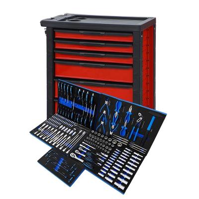 China 6 Pack Durable And Movable Tool Box Trolley 225pcs Drawer 770mm Metal Tool Auto Tool Kits for sale