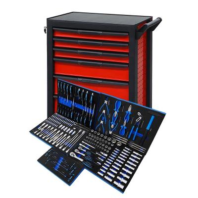 China Shop Tools 6 Drawer 675mm Tool Box With Organizer 225pcs Tool Kit Professional Tool Kits Mechanic for sale