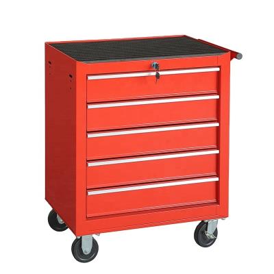 China 24 Hongfei Durable And Movable 5 Drawer Metal Tool Cabinet Cost Effective Tool Carts Lockable for sale