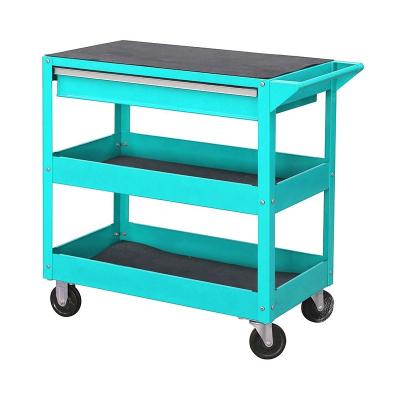 China Simple and robust mobile hand-push Three-layer tool cart with drawer for sale