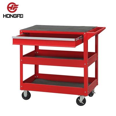 China Powder Coating And Silk Printing Red Push Rolling Full Drawer Tool Cart With Drawers for sale