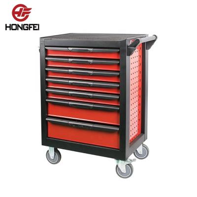 China Powder Coating And Silk Steel Printing Roller Chest Tool Box Side Cabinet With Angled Panel for sale