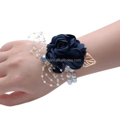 China Wedding Artificial Wrist Corsage Bridesmaid Engagement Wrist Flower Wedding Flower Pearlescent Wrist Flower for sale