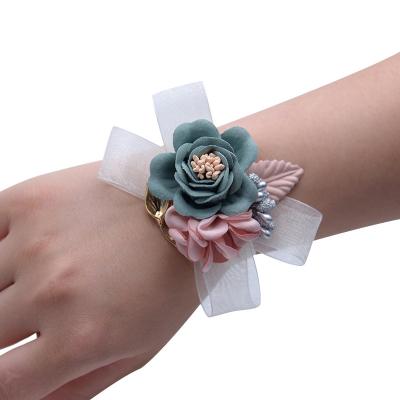 China Wedding Silk Wrist Cute Wedding Artificial Wrist Flower Engagement Bridesmaid Wrist Corsage Flower For Wedding for sale