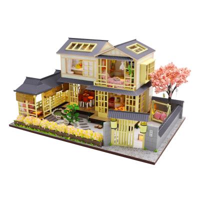 China With simple design mini light diy wooden dollhouse miniature diy dollhouse for sale