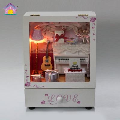 China DIY DIY Toys Wood With Light DIY Dollhouse Small Music Box for sale