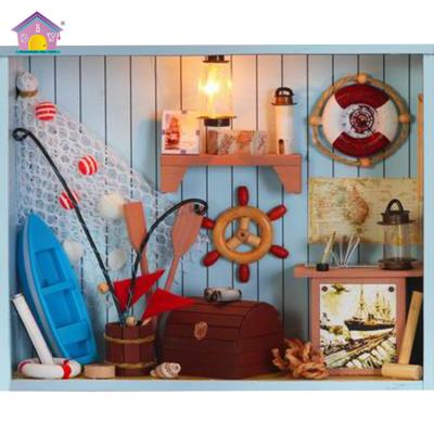 China Home Decoration Assembled DIY Navigation Mini Wooden Store The Dolls House Store for sale