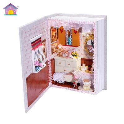 China Handcrafted wood with light and tools DIY a dollhouse book for sale