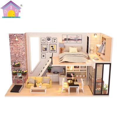 China With light hot sale toys wooden house diy handmade craft 3d doll Christmas wooden house for sale