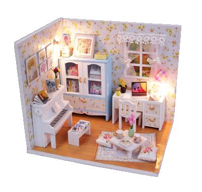 China Custom Wooden Colorful Dollhouse Dollhouse Small Dollhouse Supply Nonprofit Organizations Factory Miniature House for sale