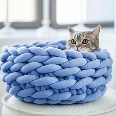 China 250g recycled Iceland padded cotton yarn braided cat's nest bag cushion storage box filled with cotton yarn for sale