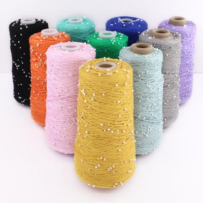 China Hand Knitting 6 Ply Mercerized Cotton Yarn + Pearl Hand - Fine Hand Woven Pure Cotton Wool Crochet Yarn Bead Yarn DIY - Woven Yarn for sale