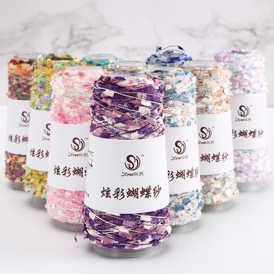 China Hand knitting 50g 140m 100% polyester butterfly yarn for knitting weaving garment for sale