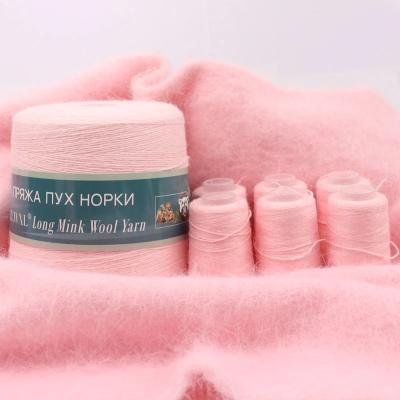 China Anti-pilling Long Plush Mink Yarn DIY Knitting Yarn 300g/spool + 6pcs*20g/set Partner for Baby Woman Sweater Hat Warm and Soft Yarn for sale