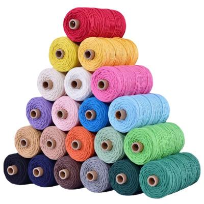 China 3mm Cotton Yarn Sewing Thread Macrame Craftsman Twine Waterproof Twisted DIY Wedding Decor Supplies 100m/roll 4ply for sale