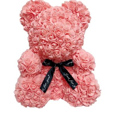 China High Quality 40cm Amazon Artificial Flowers Rose Bear For Valentine's Day Gift 40cm for sale