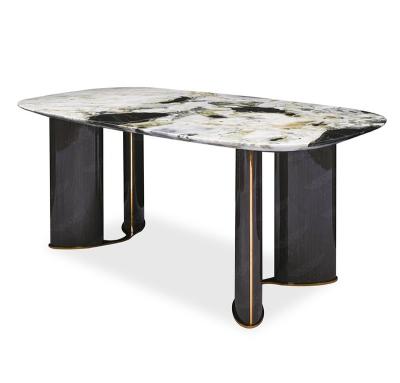 China (Size) Adjustable Leg Rectangle Dining Table Marble Top Wooden Design for sale