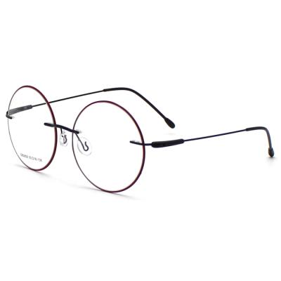 China Classic Round Eyewear Unisex Rimless Glasses Spring Hinge Metalless Optical Frames Frames Optical Glasses for sale