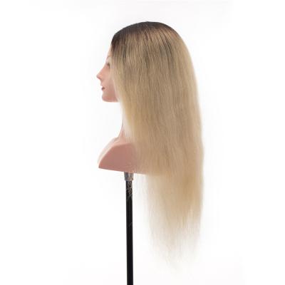 China Hot Sale Silky Straight Wave Barber Hairdresser Training Head For Mannequin Hair Extent Training for sale