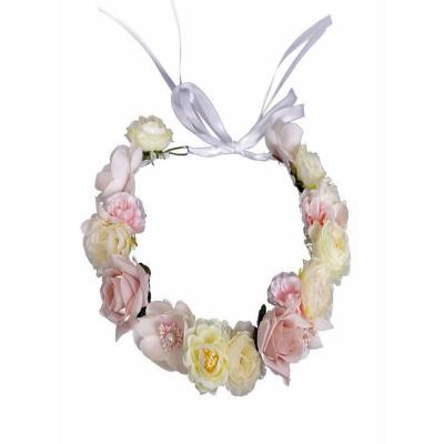 China Simulation Lovely Artificial Flower Fairy Headdress Children's Travel Photo Wedding Party Colorful White Rice Wreath 1 Piece for sale