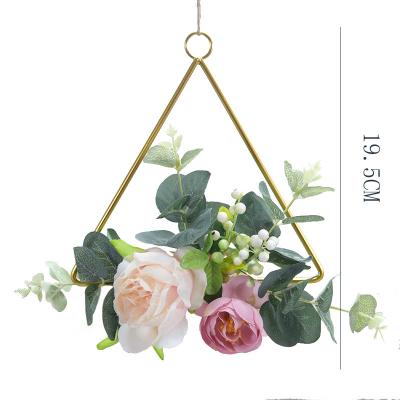 China Indor decoration simulation rose flower door decoration wreath wall hanging decoration 1 piece decorative flower garlands and plants for sale