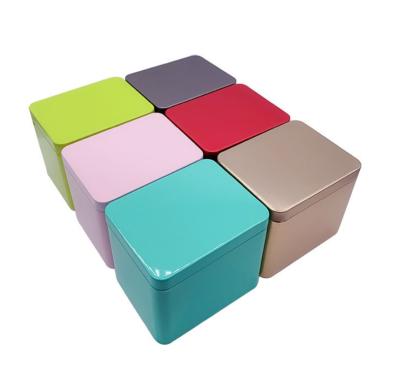 China Food Grade Airtight Empty Tea Canister Storage Tin Square Shape Metal Tin Can for Storage for sale