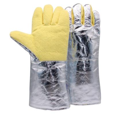 China Heat Insulation Gloves 500 Degree Gloves Heat Resistant Aluminum Aramid Hand Protection Safety Welding Gloves for sale