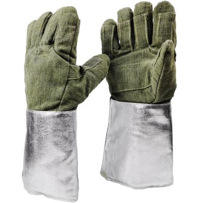 China Darlingwell Heat Insulation Gloves Aluminum Foil High Temperature Resistant Gloves 1000 Degree Anti-scalding Heat Insulation Aramid Fiber Gloves for sale