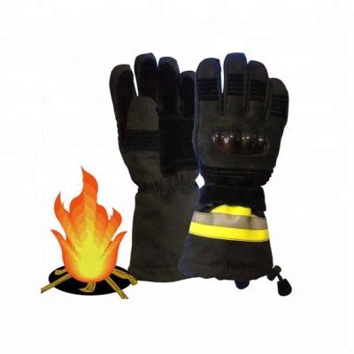 China EN659 Fire Safety Gloves Firefighters FIRE FIGHTING Leather Gloves Fire Proof Cowhide Leather Gloves for sale