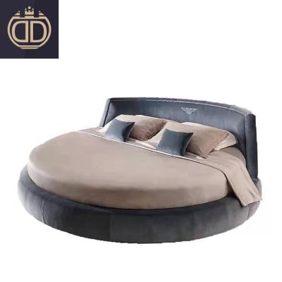 China Luxury Latest Circle Round Shape King Size Leather Cheap Bed With Mattress for sale