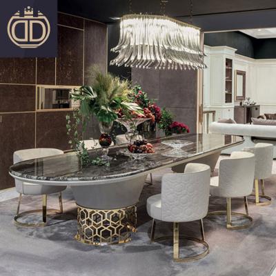 China High End Luxury Dining Room Furniture Sets 8 Chairs Modern Marble Luxury Elliptical Italian Style Dining Table Good Quality for sale