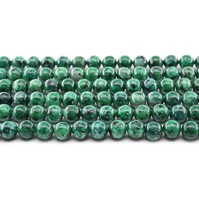 China For Jewelry Making Wholesale 4/6/8/10mm Green Granite Bead Bracelet Round Loose Gemstone Set Natural Stone Beads For Jewelry Making Sets for sale