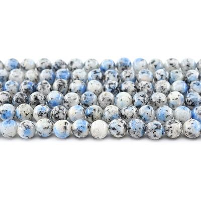 China For Jewelry Making Wholesale 4/6/8/10mm Blue And White Round Loose Gemstone Granite Bead Bracelet Set Natural Stone Beads For Jewelry Making Sets for sale