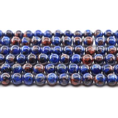 China For Jewelry Making Wholesale 4/6/8/10mm Blue With Red Bead Bracelet Round Loose Granite Gemstone Set Natural Stone Beads For Jewelry Making Sets for sale