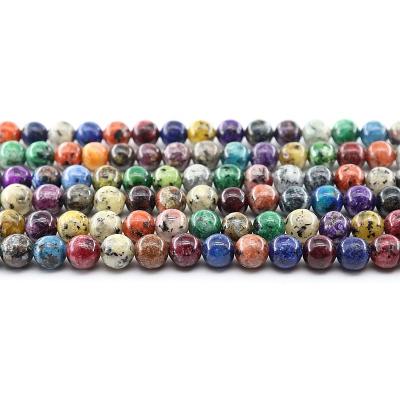 China For Jewelry Making Wholesale 4/6/8/10mm Mixed Color Granite Bead Bracelet Round Loose Gemstone Set Natural Stone Beads For Jewelry Making Sets for sale