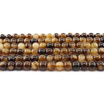 China For Jewelry Making Wholesale 4/6/8/10mm Yellow With Black Round Loose Jade Bead Bracelet Gemstone Set Natural Stone Beads For Jewelry Making Sets for sale