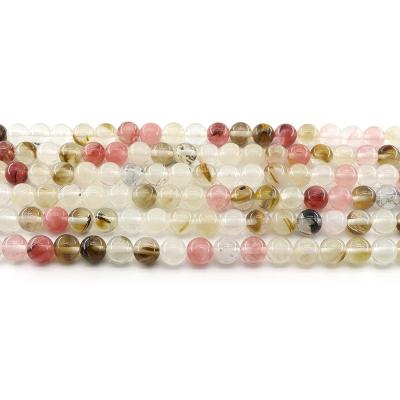 China For Jewelry Making Wholesale 4/6/8/10mm Mixed Color Watermelon Skin Watermelon Stone Loose Gemstone Set Natural Stone Beads For Jewelry Making Sets for sale