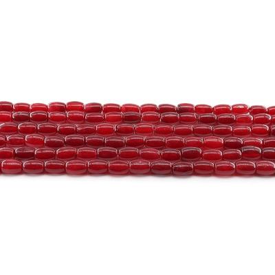 China For Jewelry Making Wholesale 4/6/8/10mm Red Jade Rice Beads Loose Gemstone Set Natural Stone Beads For Jewelry Making Sets for sale