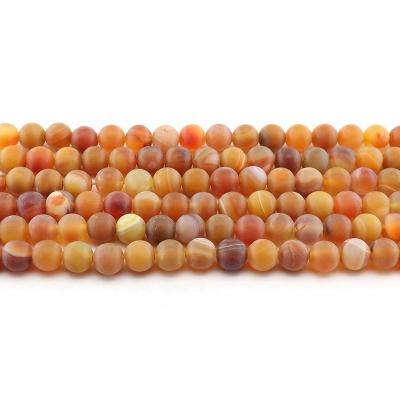 China For Jewelry Making Wholesale 4/6/8/10mm Frosted Orange Yellow Striped Agate Loose Gemstone Set Natural Stone Beads For Jewelry Making Sets for sale