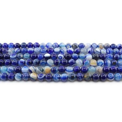 China For Jewelry Making Wholesale 4/6/8/10mm Royal Blue Striped Agate Loose Gemstone Set Natural Stone Beads For Jewelry Making Sets for sale