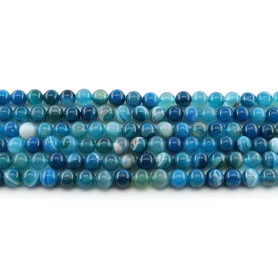 China For Jewelry Making Wholesale 4/6/8/10mm Sky Blue Striped Agate Loose Gemstone Set Natural Stone Beads For Jewelry Making Sets for sale