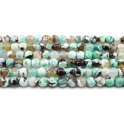 China For Jewelry Making Wholesale 4/6/8/10mm Cut Green Fire Agate Loose Gemstone Set Natural Stone Beads For Jewelry Making Sets for sale